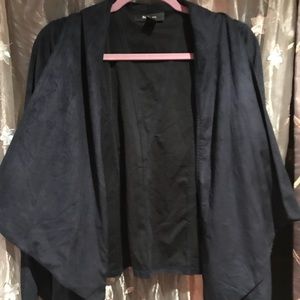 Flowing scarf like faux suede mini blazer